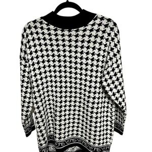 Mockneck Herringbone Print Sweater